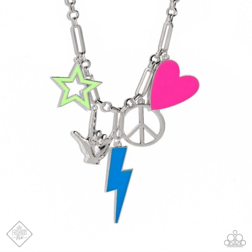 Paparazzi Silver Pink Charm Necklace Jewelry Haute Hippie Multi Fashion Jewelry - Picture 5 of 6